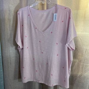 Pink Old Navy top with flamingos